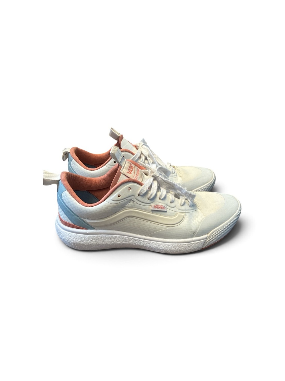 Vans Women's White Low-Top Sneakers with Pink & Light Blue Trim